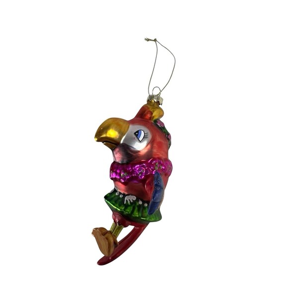 5" Hand Blown Glass Parrot Christmas Ornament - RARE - Colorful Holiday Decor - Picture 6 of 10